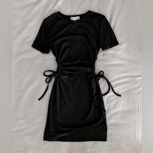Black Cut-out Ribbed Dress - Size S